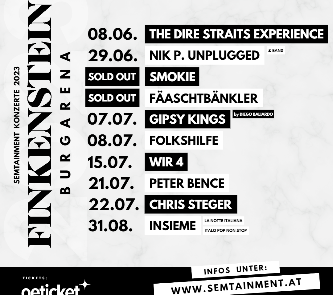 Semtainment Burgarena Finkenstein Konzerte 2023